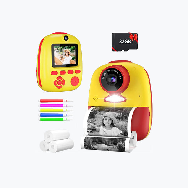 MOREXIMI Instant Camera for Kids, Kids Camera Instant Print, Best Kids Digital Camera Toys Gifts for 3 4 5 6 7 8 9 Year Old Boys Girls, 26MP Kids Video Camera with Print Paper, 32GB SD Card (Yellow)